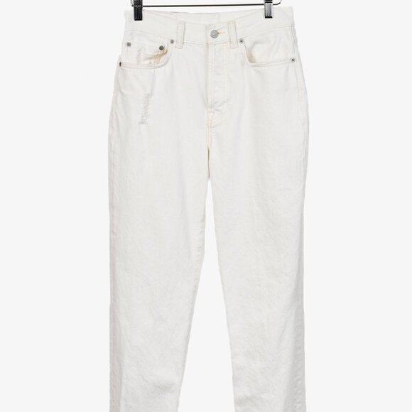 Acne Studios Mece Beaten White Distressed High-Waisted Jeans - Picture 2 of 12